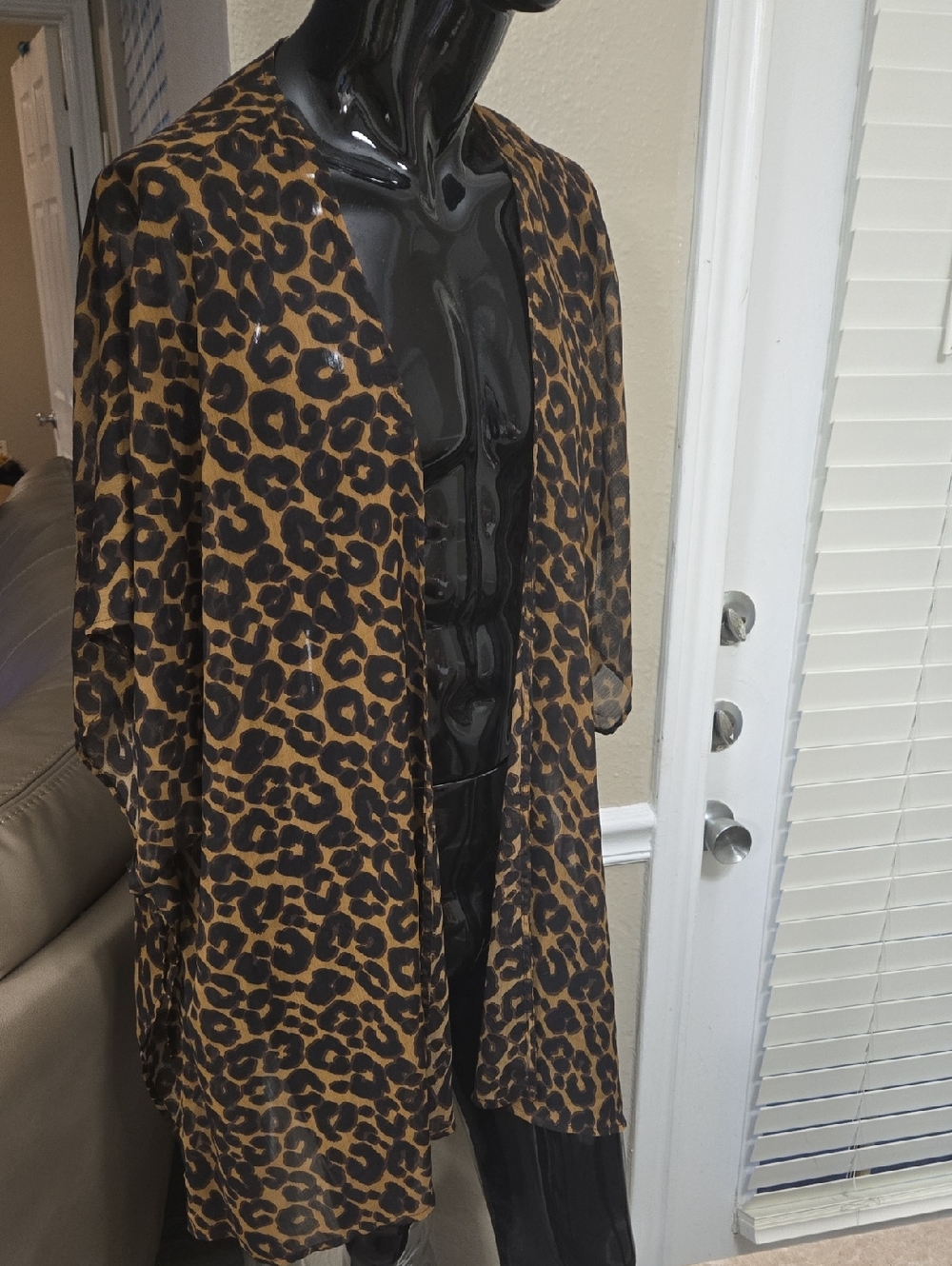 Terra & Sky Leopard Print Open Cardigan in Brown and Black